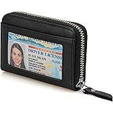 Wallet for Women,Slim RFID Blocking Credit Card Holder with ID Window,Double Zipper Compact Purses for Women with Coin Pocket