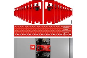 Zonon 20 Sets Fire Alarm Locks Circuit Breaker Lockout Kit with Label Stickers FA Emergency Communications, 8-32 Hex Key for Fire Safety, Red