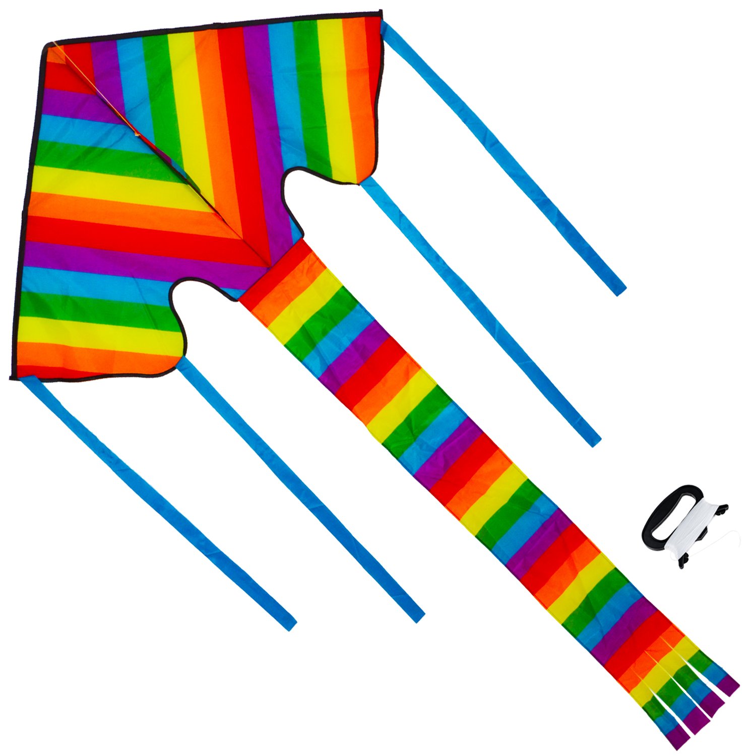 Beautiful Rainbow Kite For Kids And Adults (Large) - Bright Colours That Really POP! Very Easy To Fly - Suitable For Beginners, Boys, Girls, Children and Adults. Outdoor Games Activities and Summer Fun. Comes With Lifetime Warranty and Mone