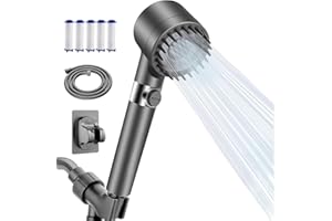 High Pressure Shower Head with Handheld & Filter, 3 Spray Modes, 5 Replacement Filters, Hydro Jet Power Wash for Hard Water, 