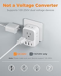 TESSAN Israel Adapter Plug 2 Pack, 7 in 1 US to