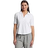 Mod-o-doc Women's Half Sleeve Polo Tee, White