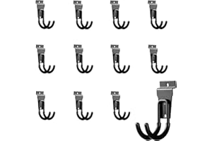 PYBTOOL 12Pack Slatwall Hooks Heavy Duty Slatwall Accessories Garage Small J Slatwall Hooks and Hangers, Black(Small J Hook)