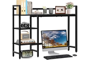 GYXZ 4 Tier 45'' Desktop Shelf for Computer Monitor, Desktop Hutch Storage Rack for Home Office Dorm, Black