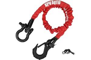 XPV AUTO Recovery Strap (18,000lb.) 2FT with Winch Hook and D-Ring Shackle Synthetic Tow Recovery Rope for ATV Mud Recovery