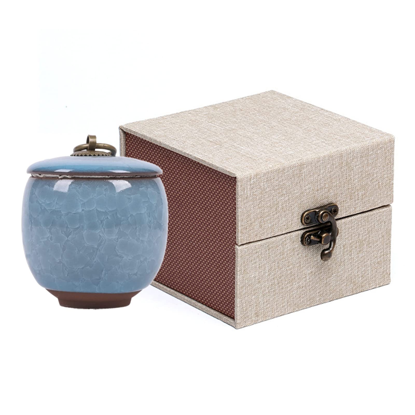Handicrafted Ceramics Mini Pet Urns, Small Urn for Human Ashes, Ashes Keepsake Memorial Ashes Holder, Pet Coffin, Urn for Dog Ashes Cat Ashes Pet Ashes, Sealed Ceramic (Blue) โ image 1