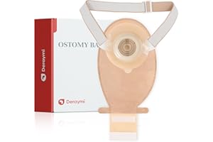 DERAYMI 10 Pack Convex Colostomy Bags with A Belt, One Piece Ostomy Bag Drainable Pouches Ostomy Supplies for Uneven Wrinkled Skin Irregular Stoma Cut-to-Fit 20-45mm