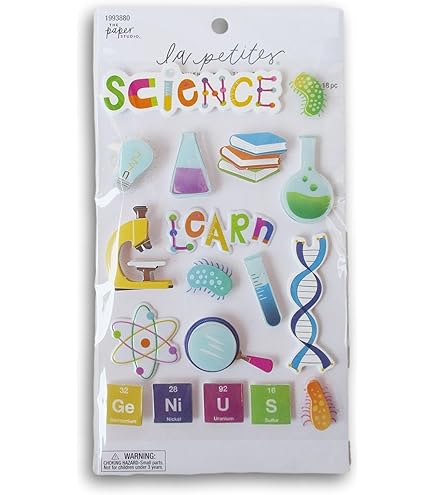 Chemistry Science Stickers - 16 PC Clear STEM Scrapbook Stickers For Students