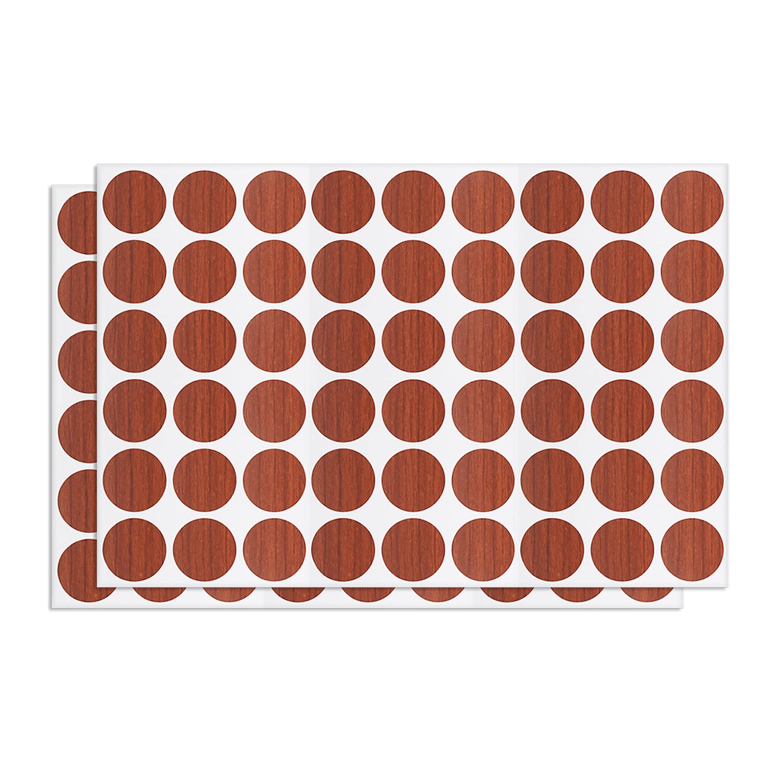 DTGN 21mm(Dia) Screw Hole Cover Stickers - 2Sheet 108pcs - Good for Furniture Wardrobe Chair - PVC Waterproof Hole Caps - Brown