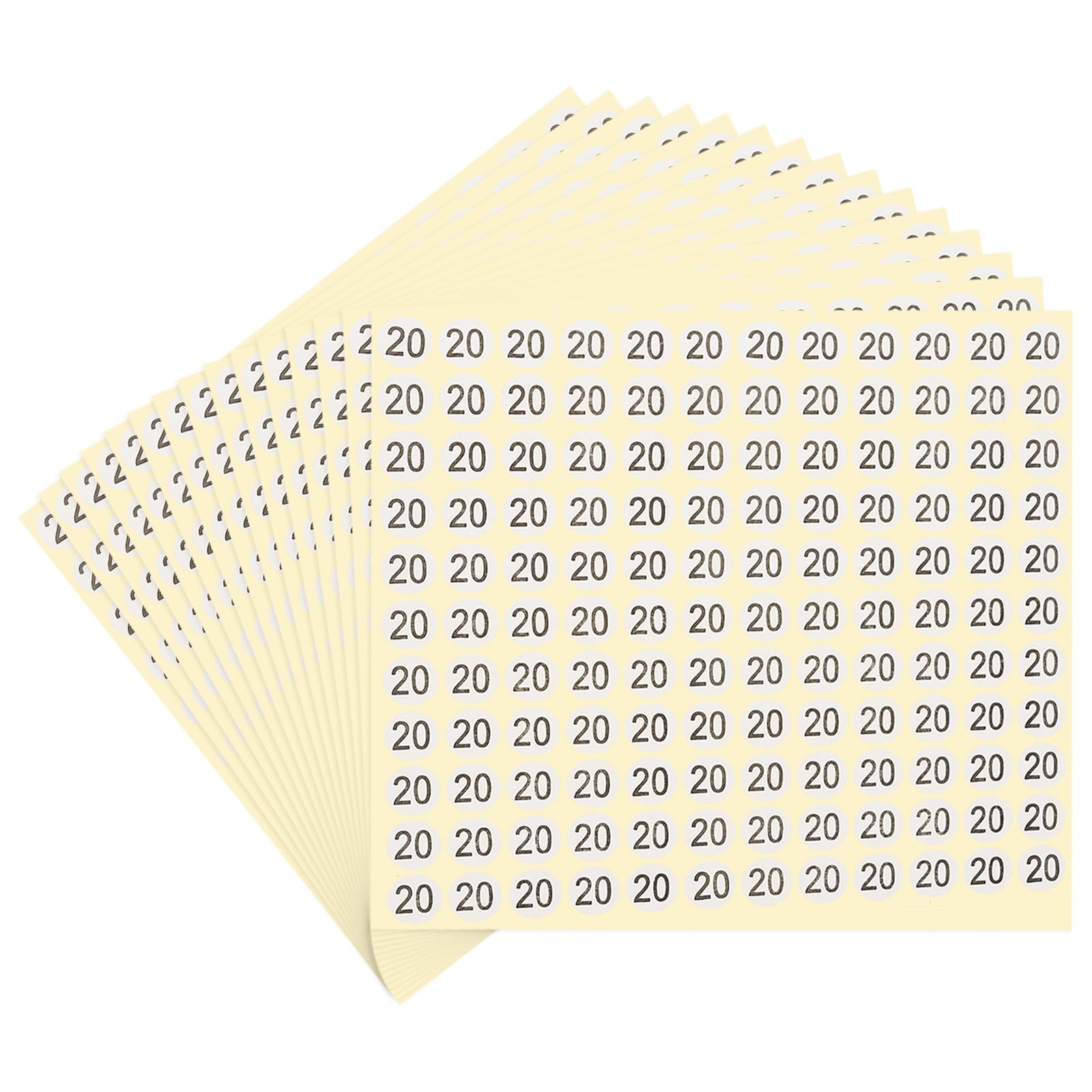 PATIKIL 15 Sheets Number Stickers Number 20 Round Sticker 0.5 Inch Self ...