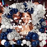 Conleke 156Pcs Balloons Garland Arch Kit Navy White Silver Explosion Star view 2