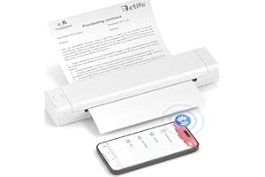 Betife Portable Printers Wireless for Travel M08F Wireless Bluetooth Printer Support 8.5" X 11" US Letter, Inkless Thermal Compact Printer Compatible with Android and iOS Phone & Laptop (White)