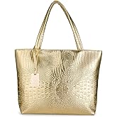 Womens Large Tote Shoulder Handbag Purse Travel Satchel Stylish Fuax Leather Crocodile Hobo Top Handle Bag