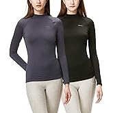 DEVOPS Women's 2 Pack Thermal Turtle Long Sleeve Shirts Compression Baselayer Tops