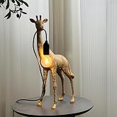 RUIQBMAY Whimsical Resin Giraffe Table Lamp H14 Giraffe Decorative Light for Bedroom, Office, Living Room (Gold H14)