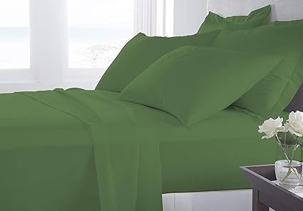 Banzaii Juego de Sábanas para Cama y Fundas de Almohada Algodón Cama de 130 a 140 cm Verde