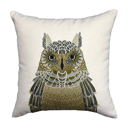 Zuodu Embroidery Pillow Cover Sofa Cushion Cover Insects Owl