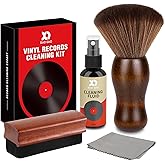 Vinyl Record Cleaner Kit - Complete 5-in-1 Vinyl Records Cleaning Kit Includes Soft Velvet Record Brush, Cleaning Liquid, Anti-Static Nano Fiber Record Cleaning Brush, Cleaning Cloth and Storage Bag