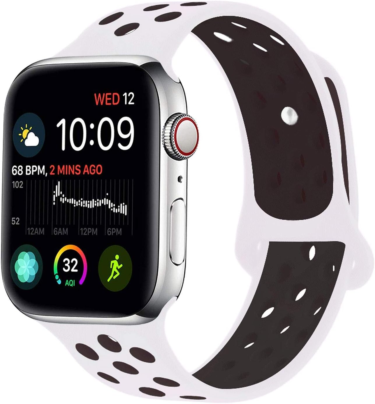 RUOQINI Compatible for Apple Watch 38MM 42MM 40MM 44MM, Dual-Color Soft Silicone Sport Replacement Band Compatible for Apple Watch Series 5/4/3/2/1 S/M M/L Size