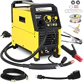Weldpro 155GD MIG Welder, 4 in 1 Welding Machine，Flux Core MIG/Gas MIG/Aluminum Spool Gun/MMA/Stick Welder, 110V/220V Welder Machine with Synergy, IGBT Inverter Portable Welder Equipment for Beginner