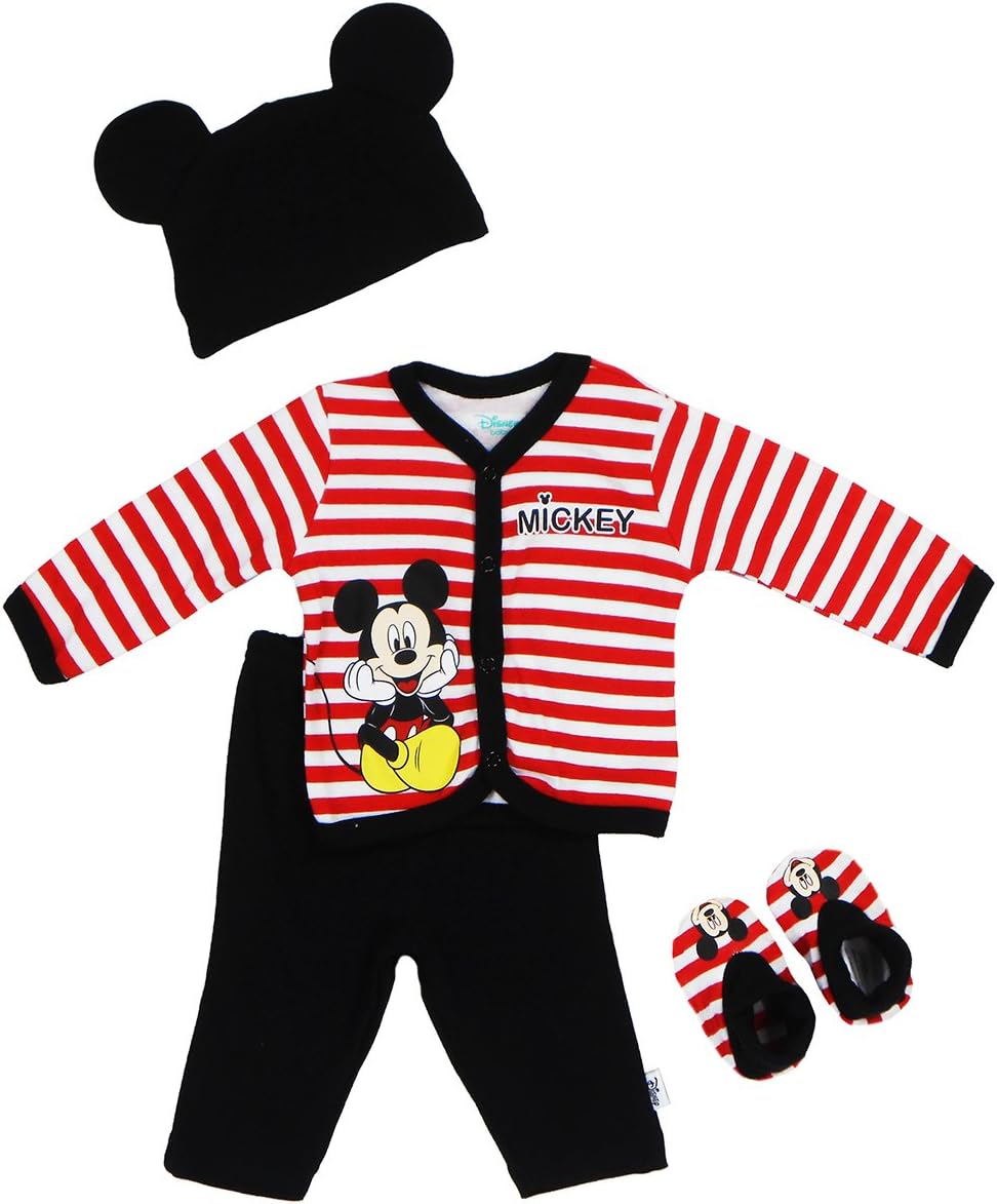 Disney Newborn Boys Mickey Mouse Striped 4 Piece Set
