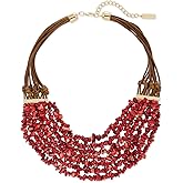 BERYOHZ Western Bohemian Multilayer Chip Stone Beads Necklace with Wax Rope for Women - 18.9 Inch
