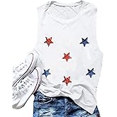 Women's Patriotic Sequin Star Tank Top American Flag Sleeveless Shirt 4th of July Summer Casual Tops