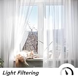 Deconovo Solid Eyelet Semi Transparent Net Curtains 2 Panels White 140x90cm view 4