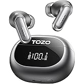 TOZO Active Noise Cancelling Wireless Earbuds, LDAC Hi-Res Sound Bluetooth Headphones, 6 Mics AI Call Ear Buds 80H Playtime, Dual Pairing, 32 EQ via App, IPX8 Waterproof, Wireless Charging Case