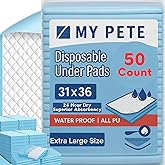 Disposable Underpads 31"x 36" inches (50 Counts) Extra Large - Adult Incontinence Underpads - Thick, Absorbent Fluff Protecti