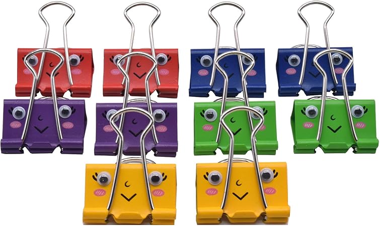 Amazon 中サイズ スルイル ダブルクリップ かわいい カラフル こども Wクリップ 女の子 カワイイ ウィグルアイズ メタル クリップ クリップ リング 文房具 オフィス用品