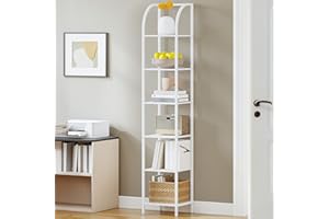 Hzuaneri Bookshelf Narrow Bookcase, Tall Storage Rack with Steel Frame, Display Standing Shelf Unit, Skinny Book Shelf for St