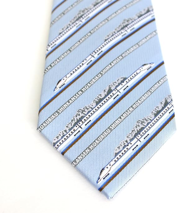 Amazon 北陸新幹線 ご当地ネクタイ 立山連峰を背景に走る かがやき 柄 サイドタイプ グレイッシュブルー ネクタイ 通販