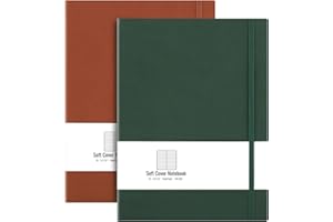 AHGXG College Ruled Notebook 2 Pack - B5 Large Composition Notebook Lined Journal 7.6 x 10 inch, with Thick 100gsm Lined Paper, Total 408 Numbered Pages, Inner Pocket - Green Brown