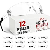 Clear Safety Glasses for Men&amp;Women 12pack with ANSI Z87.1-2025 Certified | ultra-light,cystal clear anti-scratch lens for unisex teenages&amp;adults, business bulk for construction,DIY,factories,classes