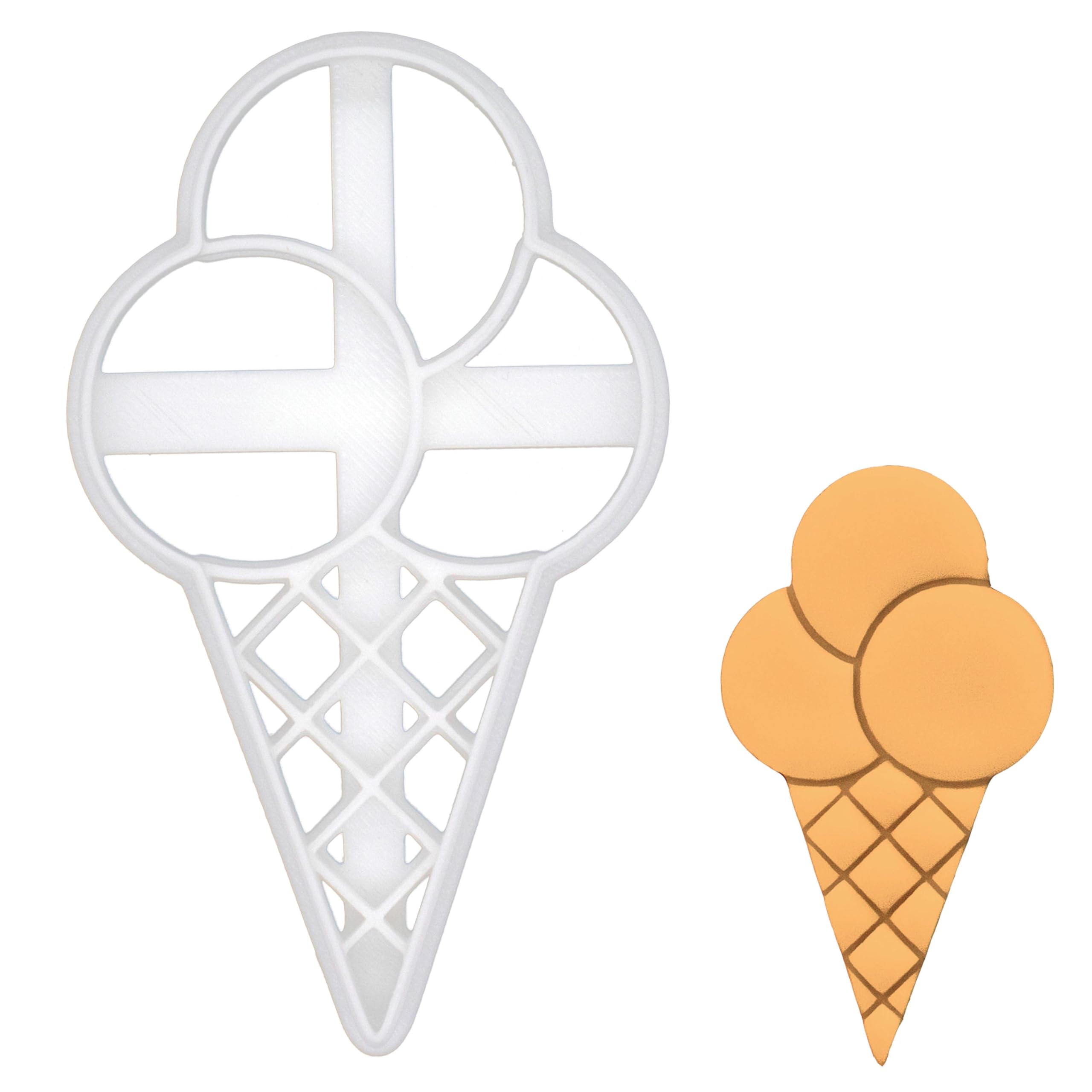 BAKERLOGY Ice Cream Cone Cookie Cutter - Detailed Biscuit Cutter Design for Baking and Crafts, Ideal on Fondant, Dough, Clay