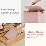 Lifewit 100L Laundry Basket with Lid Pink Bamboo Handles Removable Inner Bag view 7