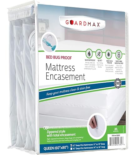 6-Side Waterproof Zippered Mattress Encasement Protector – Queen Size, Bed Bug Proof, Deep Fitted