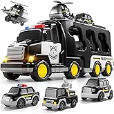 Bennol Toddler 5 in 1 Police Truck Toys for 1 2 3 4 5 Year Old Boys, Police Rescue Vehicles Car Trucks Bus Helicopter for Kids Ages 1-3 3-5, Car Toys for 1 2 3 4 5 Year Old Boys Girls Birthday Gifts