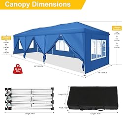 TOOLUCK Canopy 10x30 Pop Up Canopy Tent with 8