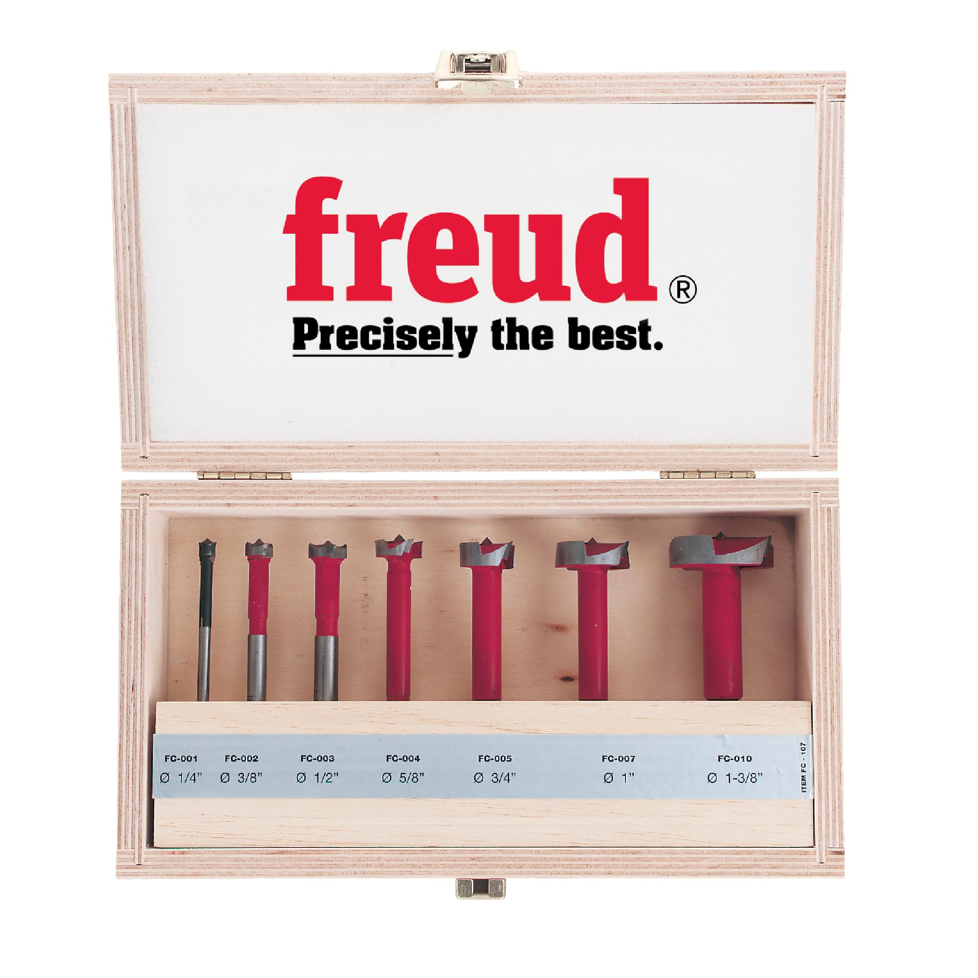 Freud FC-107: Seven Piece Carbide Forstner Drill Bit Set (1/4" to 1-3/8" Dia.) — image 1