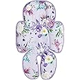 CARUILI Infant Car Seat Insert, 2 in 1 Car Seat Head Support Baby Girls, Super Soft Newborn Carseat Insert Cushion for Stroller, Bouncer, Purple Floral