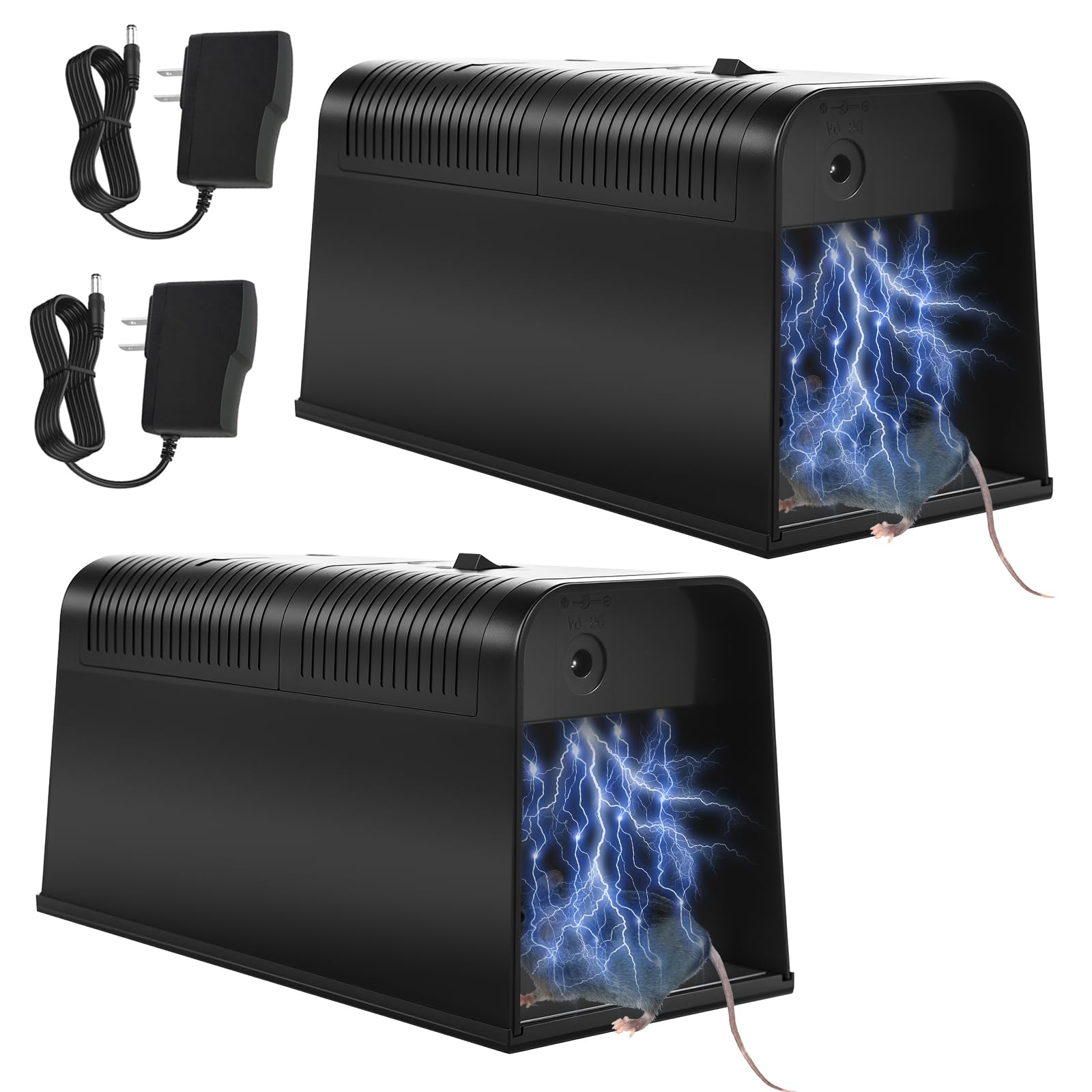 Photo 1 of 2Pack Electric Mouse Traps Zapper, High Voltage Instantly Kills No-Touch Electronic Rat Traps Indoor for Home, Living Rooms, Kitchens, Garages, Reusable Mice Trap Zapper for Rodent Chipmunks(Black)