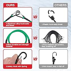 WORKPRO 24 Inch Bungee Cord with Hooks, 4 Pack