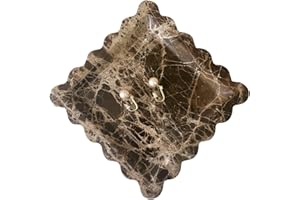 SAIDKOCC Vintage Natural Marble Tray Small Ornaments Scalloped Tray Handmade Storage Dish for Counter, Vanity, Dresser, Nightstand and Desk (Coffee Net)