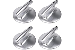 Emptty 4 Pieces Chrome-Plated Plastic Burner Control Knob Replacement for Whirlpool WP74010839 Silver White