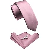 JEMYGINS 2.4" Solid Color Skinny Tie and Pocket Square with Tie Clip Sets for Men (6cm)
