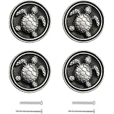 FKLOYP Antique Silver Turtle Cabinet Knobs(Set of 4), Nautical Drawer Pulls Cute Round Dresser Knobs Coastal Ocean Animal Theme Cabinet Pulls Used for Kitchen/Cupboard/Bathroom/Hardware