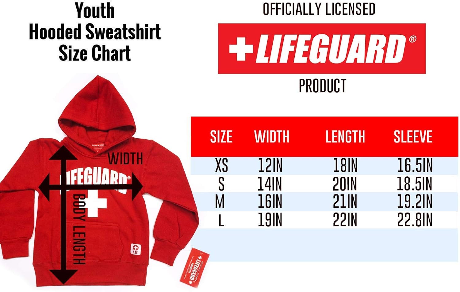 LIFEGUARD Officially Licensed First Quality Youth Kids Hooded Pullover Sweatshirt with Hood: Clothing