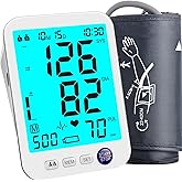 Blood Pressure Monitor Upper Arm Large LED Backlit Screen 1000 Sets Memory Automatic Digital BP Machine Adjustable BP Cuff